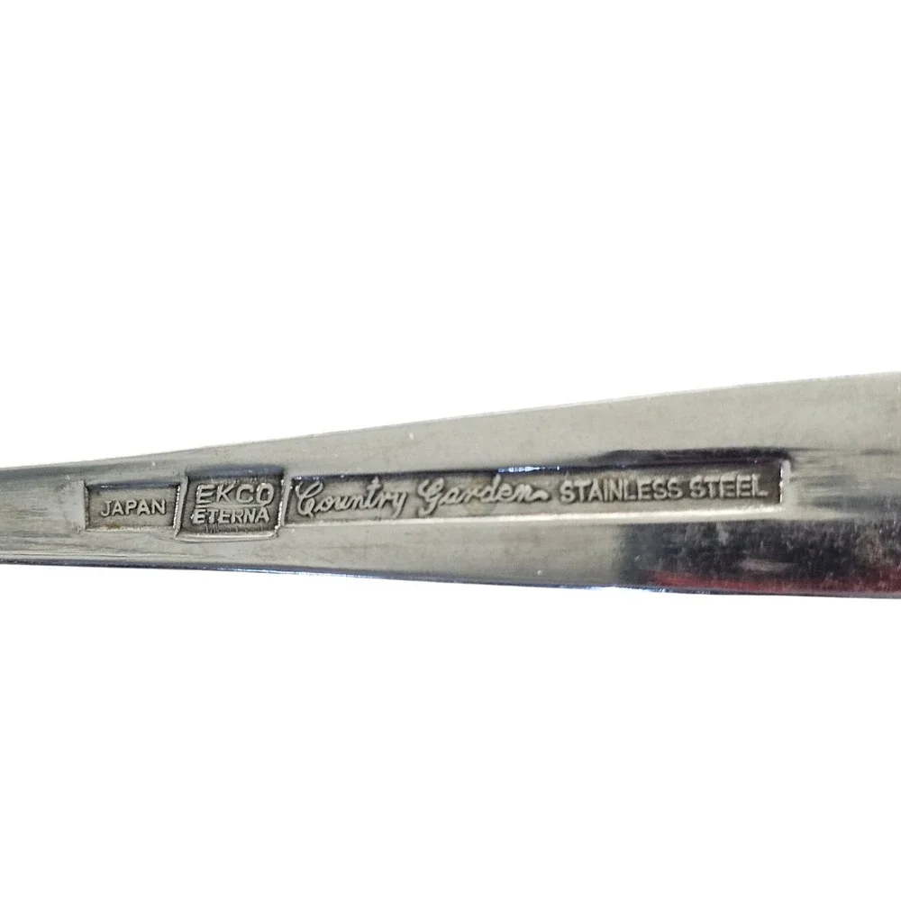 Ekco Eterna Country Garden Stainless Serving Spoon Japan Rose Floral Textured